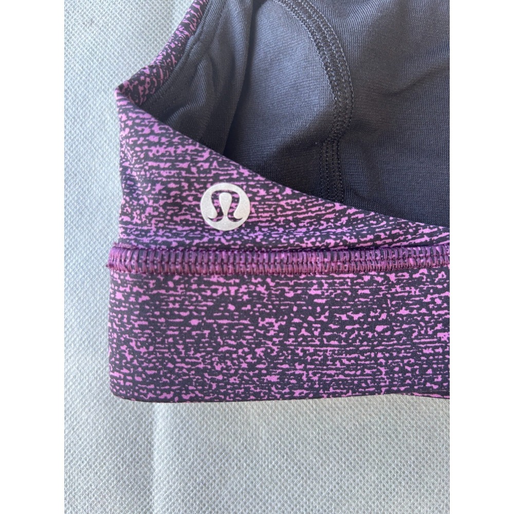 Lululemon Women's Purple/Black Racer Back High‎ Neck Yoga Sports Bra Size 2 - Picture 5 of 5